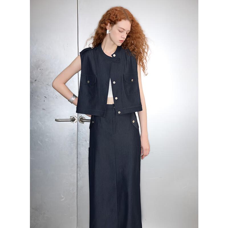 

Sancai 2025 Summer Faux Denim Vest & Skirt Set M