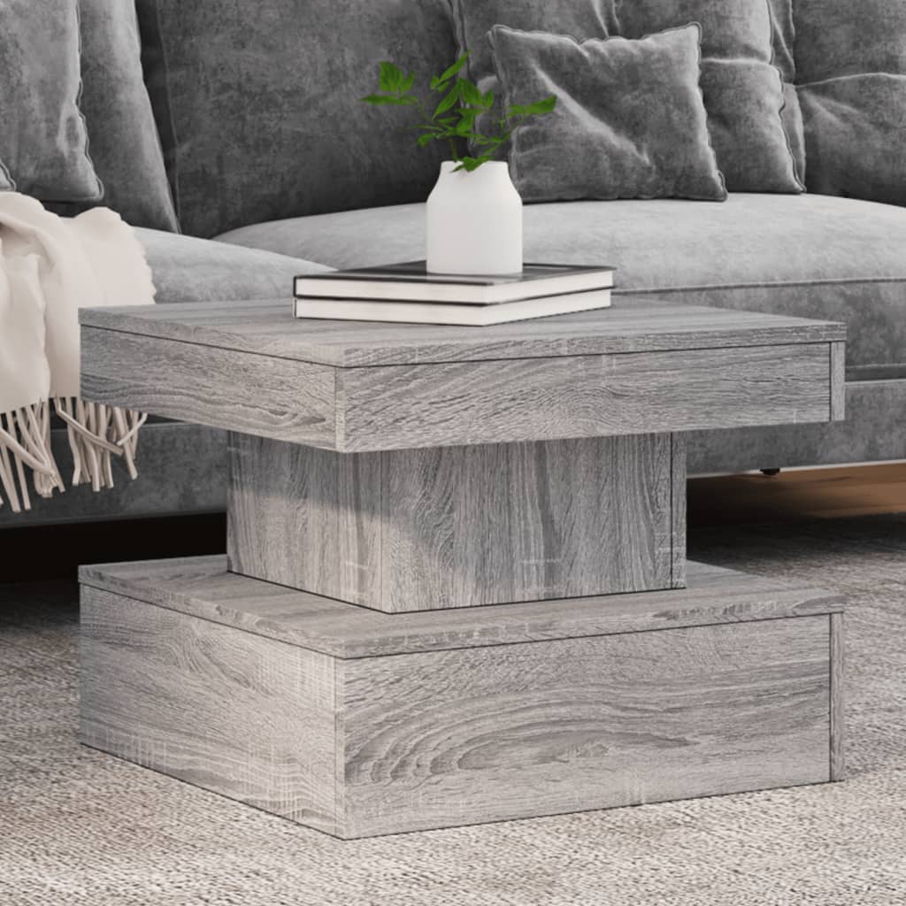 Coffee Table with LED Lighting, Grey Sonoma Oak, 50x50x40 Cm