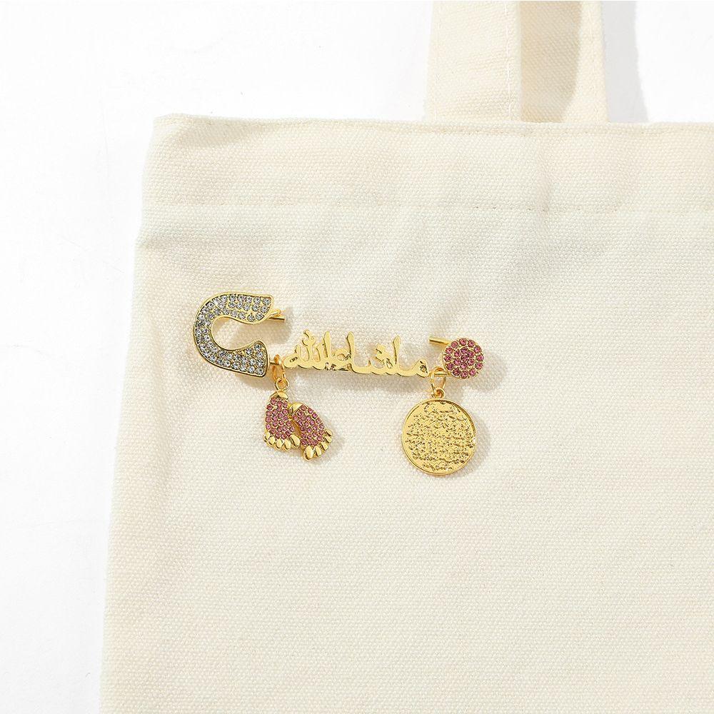 Ayatul Kursi Simple Mashallah Zinc Zinc Alloy Religious Style Brooch Fashion Jewelry Tassel Letter Badge