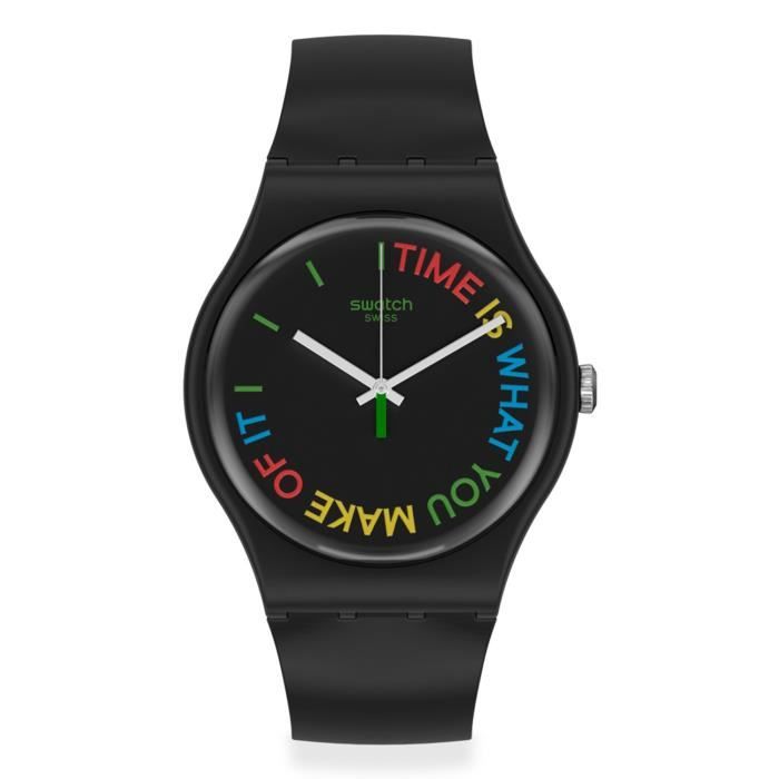 Montre - SWATCH - Freetid - Bracelet en silicone - Cadran noir - Mouvement à quartz