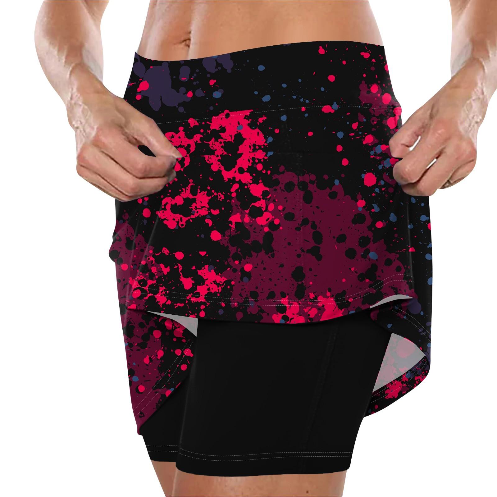 

Женская юбка, эластичные брюки-кюлоты для йоги для женщин, спортивные шорты с принтом, легкие узкие однотонные бегуны с высокой талией XL винный