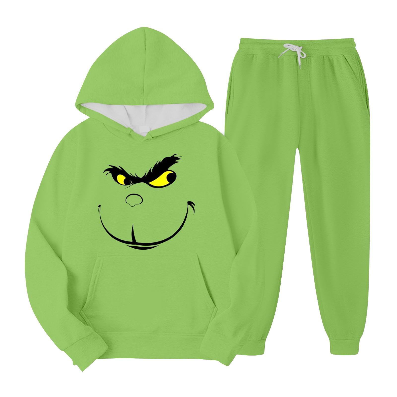 

Женский повседневный модный пуловер с капюшоном и круглым вырезом, свободные рукава с принтом и свитер с круглым вырезом, комплект из двух предметов S жёлтый