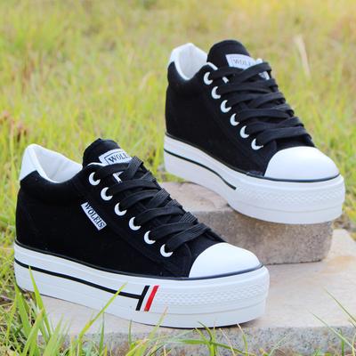 Zapatillas de Lona con Plataforma de Caña Alta para Mujer con Cordones Zapatillas Casuales para Mujer Zapatos de Skateboard para Primavera Blanco Negro Planos Vulcanizados