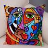 Abstract Painting Cushion Cover Decoration Nordic Style Colorful Cartoon Girl Pillowcase Sofa Home