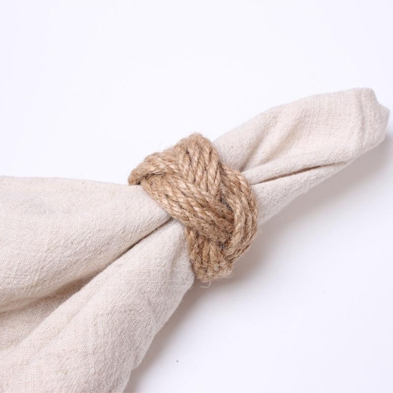 Natural Fiber Napkin Holders For Weddings And Festival Gatherings Elegant Handwoven Jutes Rope Napkin Rings