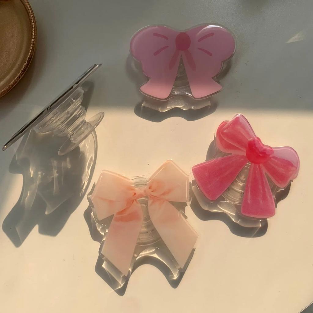 Cute Girls Bowknot Air Bag Stand for IPhone Android Mobile Phones Desktop Watching Lazy Bracket Phone Case Decoration