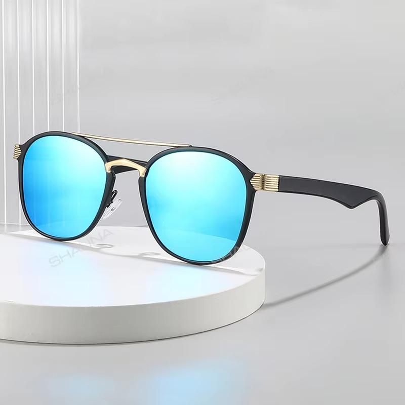 Unpolarisierte Mode Doppelsteg Oval Beschichtung Lichtblockierende Sonnenbrille Herren Damen High Definition Sonnenschutz Brille