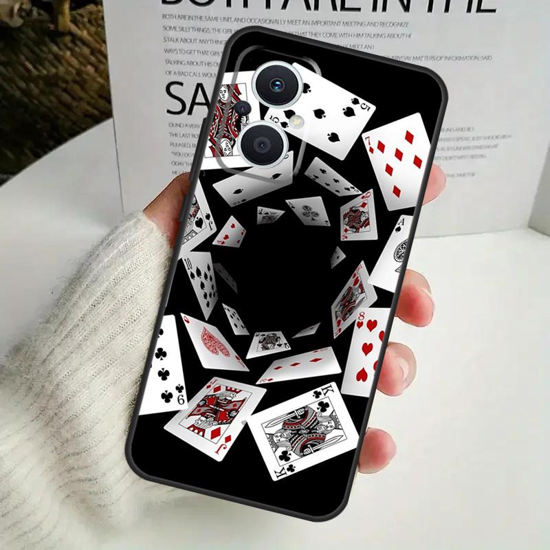 Poker Playing Card Case For OPPO Reno 12F 13F 14F 10 11 12 13 14 Pro 8T 7 8 Lite OPPO Find X6 X5 X8 X9 Pro Cover
