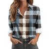 Women's Casual Fashion Plaid Print Half-Open Collar Long Sleeve Shirt