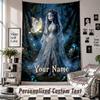 Custom Tapestry Wall Hanging, Corpse Bride Emily Victor Personalized Name Text Home Wall Decor
