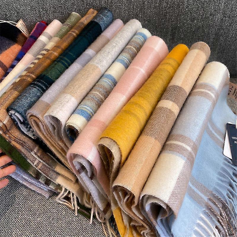 Maillard 100% Pure Wool Plaid Scarf Winter Warm Unisex Neck Wrap Student Gift Multi-Color