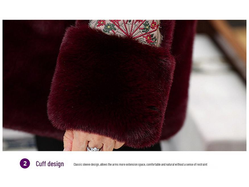 Autumn/Winter Maternity Velvet Jacket, Imitation Mink, for Middle-Aged & Elderly Women - Chinese Style Grandma's Thickened Cotton Padded Coat