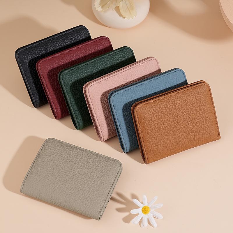 Women's RFID Mini Cowhide Wallet: Ultra-Thin Genuine Leather Anti-Magnetic Card Holder & Coin Purse