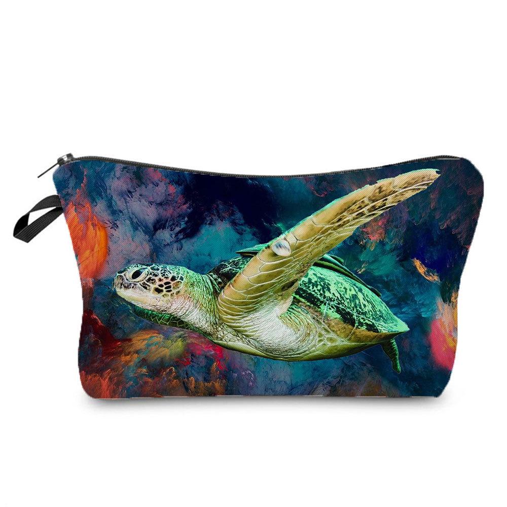 Women Marine life Print Cosmetic Bag Toiletries Organize Travel Storage Case 6862