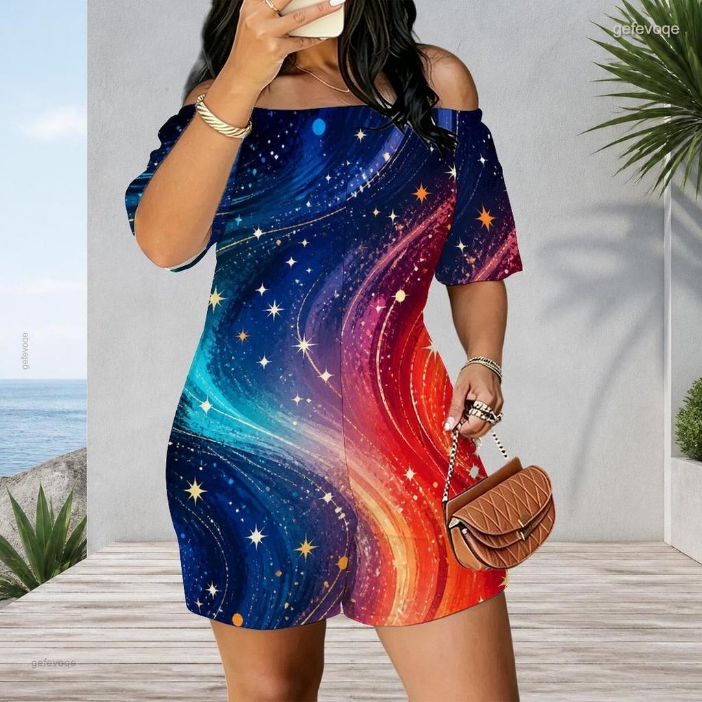 Women Plus Size Off Shoulder Short Sleeve Romper Leopard Cheetah Animal Print Casual Jumpsuit Shorts
