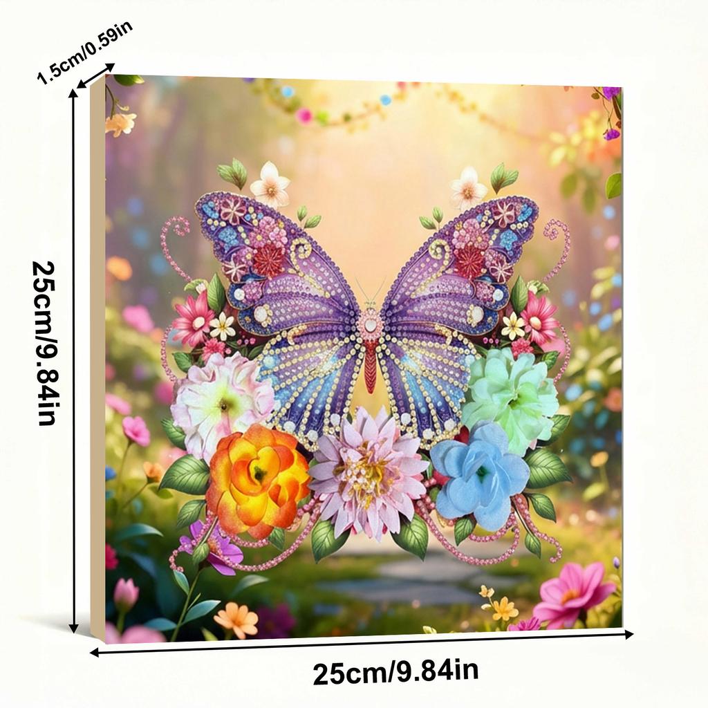 Butterfly DIY Diamond Dots Paintings with Wooden Frame 9.84x9.84in Diamonds Paintings Gem Art for Adults Beginners Home Decor