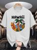 Unisex Crew Neck Tee Hawaii Tropical Beach Scenery Graphic Print Soft Cotton Loose Short Sleeve Summer Casual Male Streetwear Tops