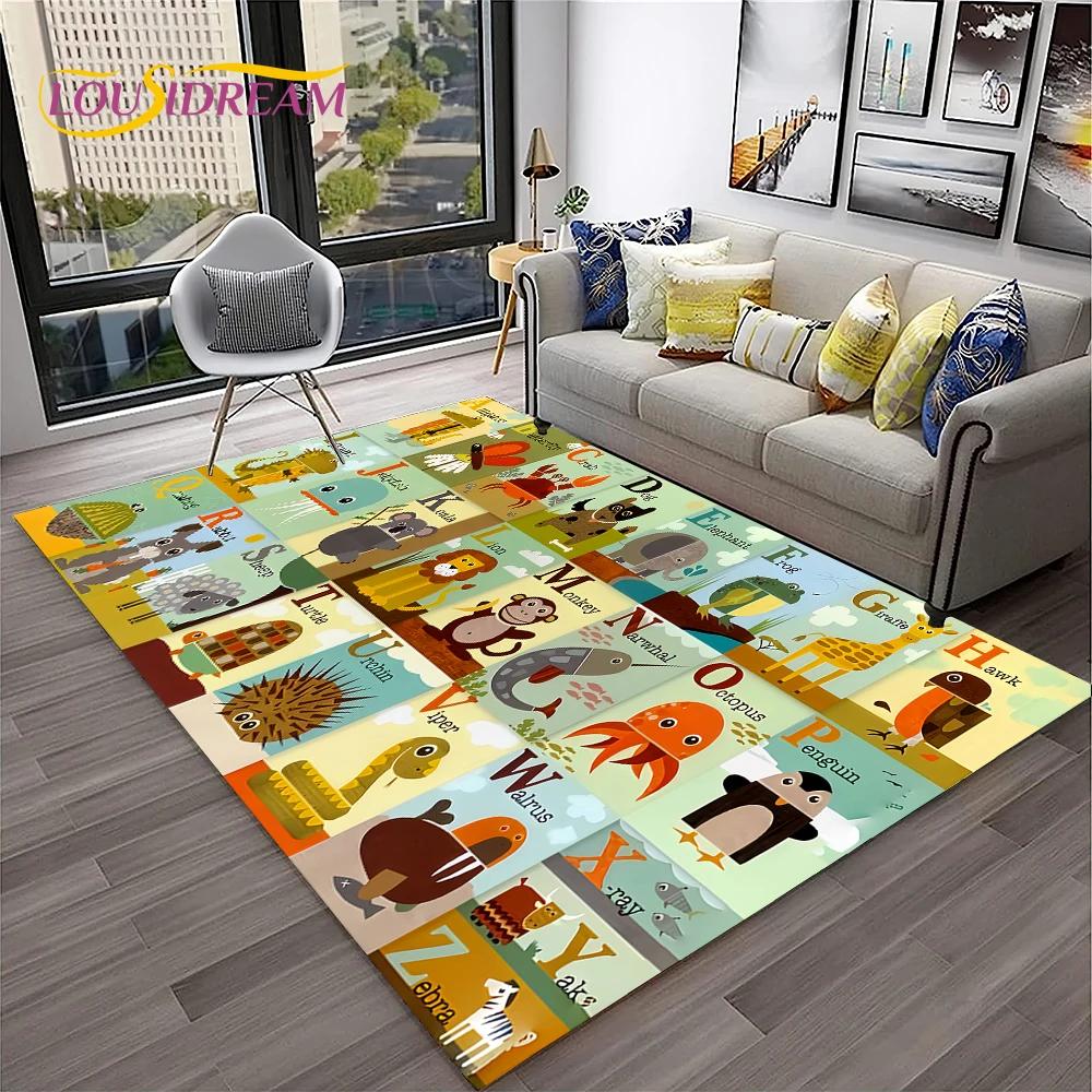 Alphabet ABC Early Education Cartoon Kids Playroom Children Crawling Rug Carpet for Living Room Bedroom Decor,Non-slip for Sofa
