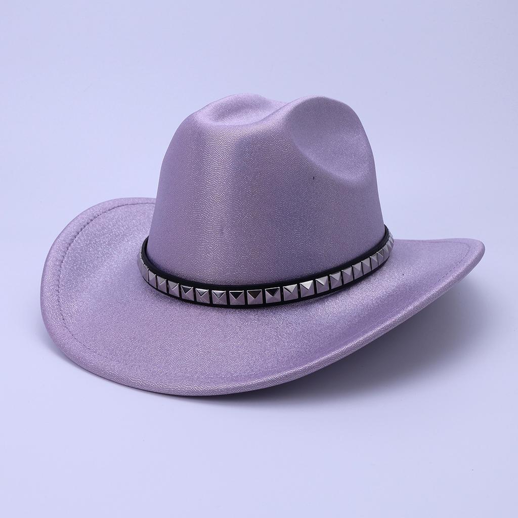 British Classic Jazz Hat Autumn And Winter Bright Top Hat Women'S Fashion Versatile Upturned Edge Hat European And American Style Western Cowboy Hat