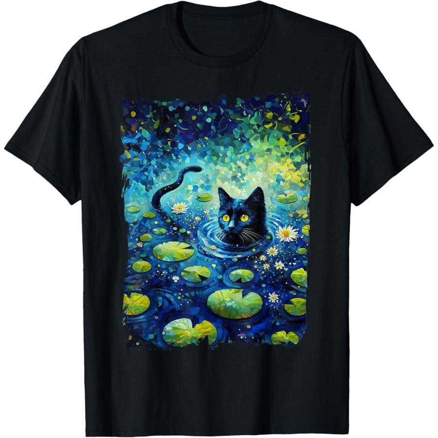 Черная кошка Моне Кошка Кувшинка Футболка(1) XXXXXL чёрный