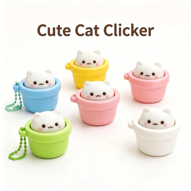 Silent Finger Button Fidget Clicker Keychain Soft Slow Rebound Anti-Stress Mini Toy for ADHD People Daily Relaxation