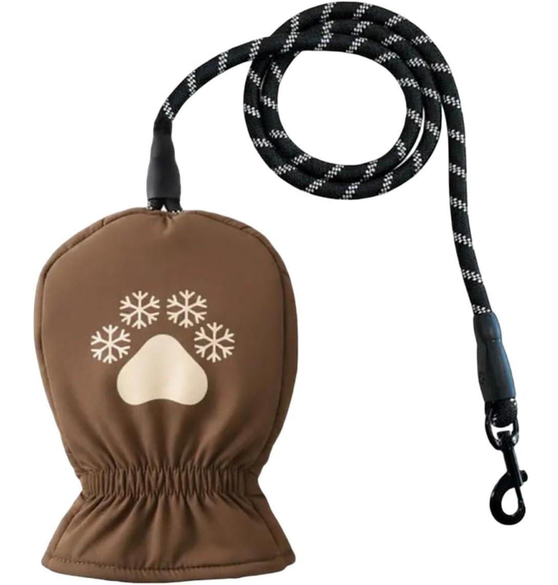 

Dog Leash With Mittens Warm-Insulated Pet Leash For Winter Warm Dog Leash Ergonomic For Winter Dog Walks Cold Weather Puppy коричневий