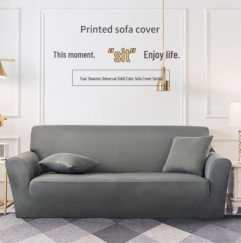 Nordic Knitted Stretch Sofa Slipcover - Solid Color, Anti-Slip, Full Wrap