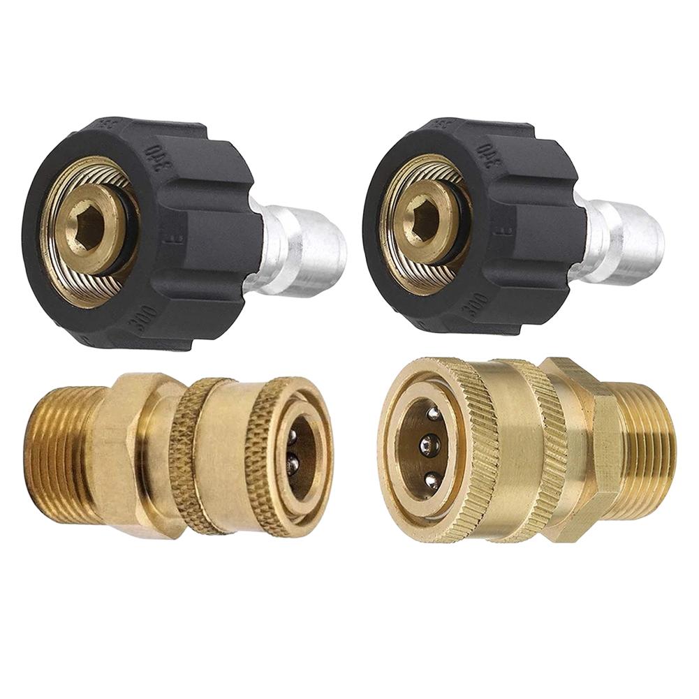 High Pressure Washer Hose Connector Converter Power Washer Outlet Adapter 1/4 Inch M22 Quick Coupling 3/8 Inch Hose Fitting