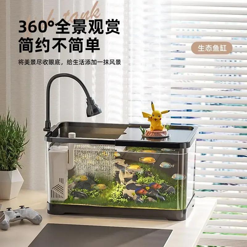 Acuario Pecera Ecológica Pecera de Plástico Transparente Sala de Estar Diseño Paisajístico Tanque Pequeño y Mediano