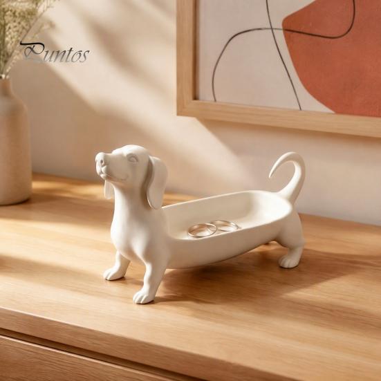 Geschenk für Hundeliebhaber Dackel Schmuckschale, Dekorative Aufbewahrungsorganizer Ringe Ohrringe Und Schlüssel, Tier Schmuckschale Niedliche Harzfigur Schreibtisch