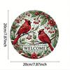 Metal Welcome Wreath Sign 8 Inch Round Wall Art for Home Cafe Halloween Decor