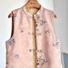 Spring and Autumn retro style buckle outer wear vest pink vest year embroidery improved women