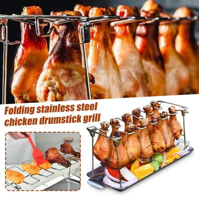 Chicken Leg Rack Non-Stick Grilling BBQ Barbecue Rib Steel Rack Rack Roast Chicken Stainless Ro D8Y3