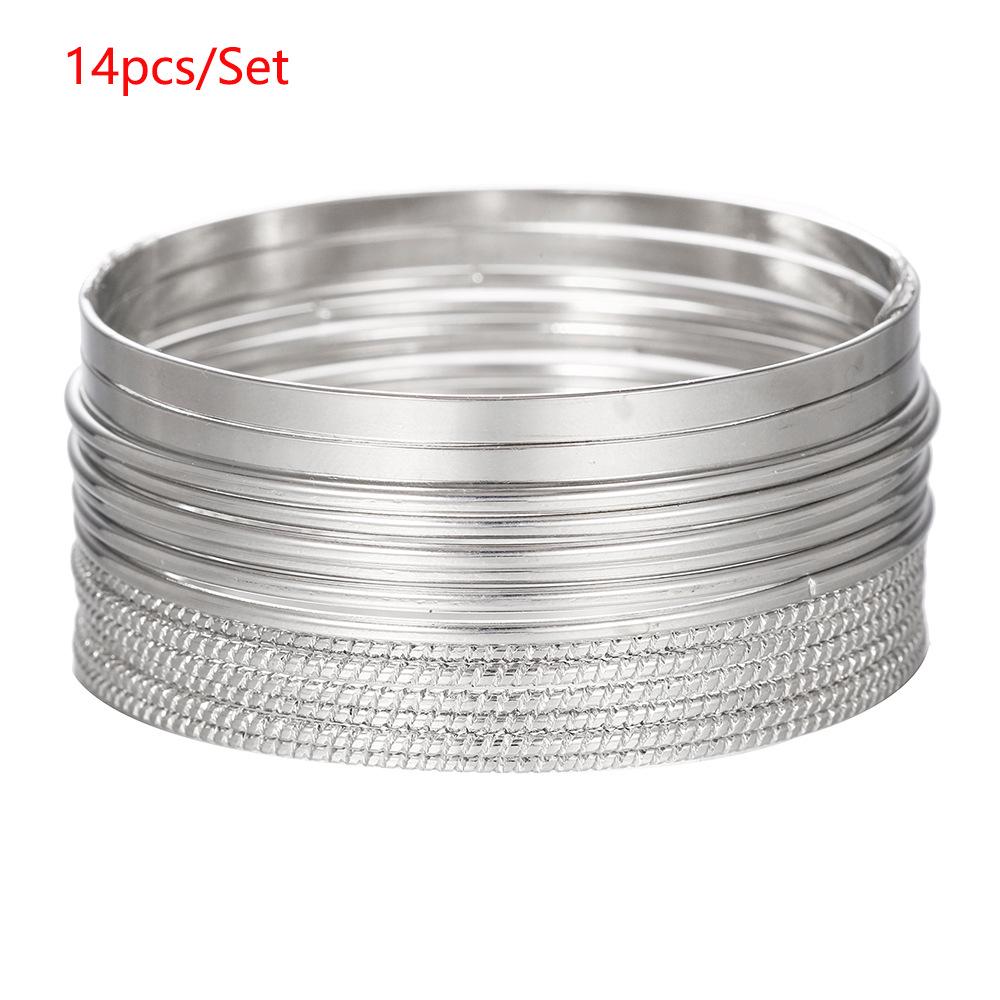 Bohemian-Style 12-Piece Multi-Layer Alloy Bracelet Set for Women