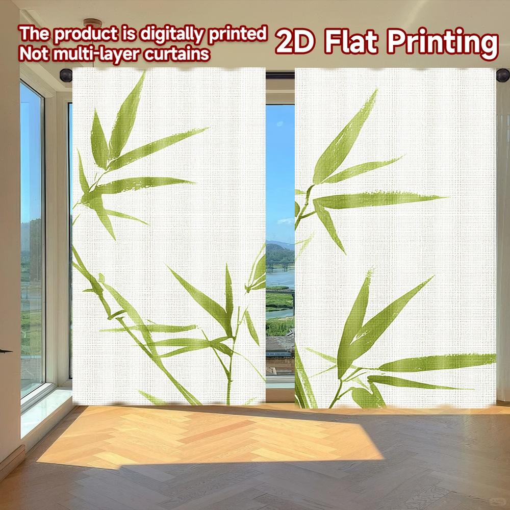 

Flat Printing Curtains Without Rod Green Polyester Leaves April Fools Is Day Festival Durable Curtain Set Of 2 Minimalist Made Washable W100*H70(CM)-Rod Pocket&1PCS