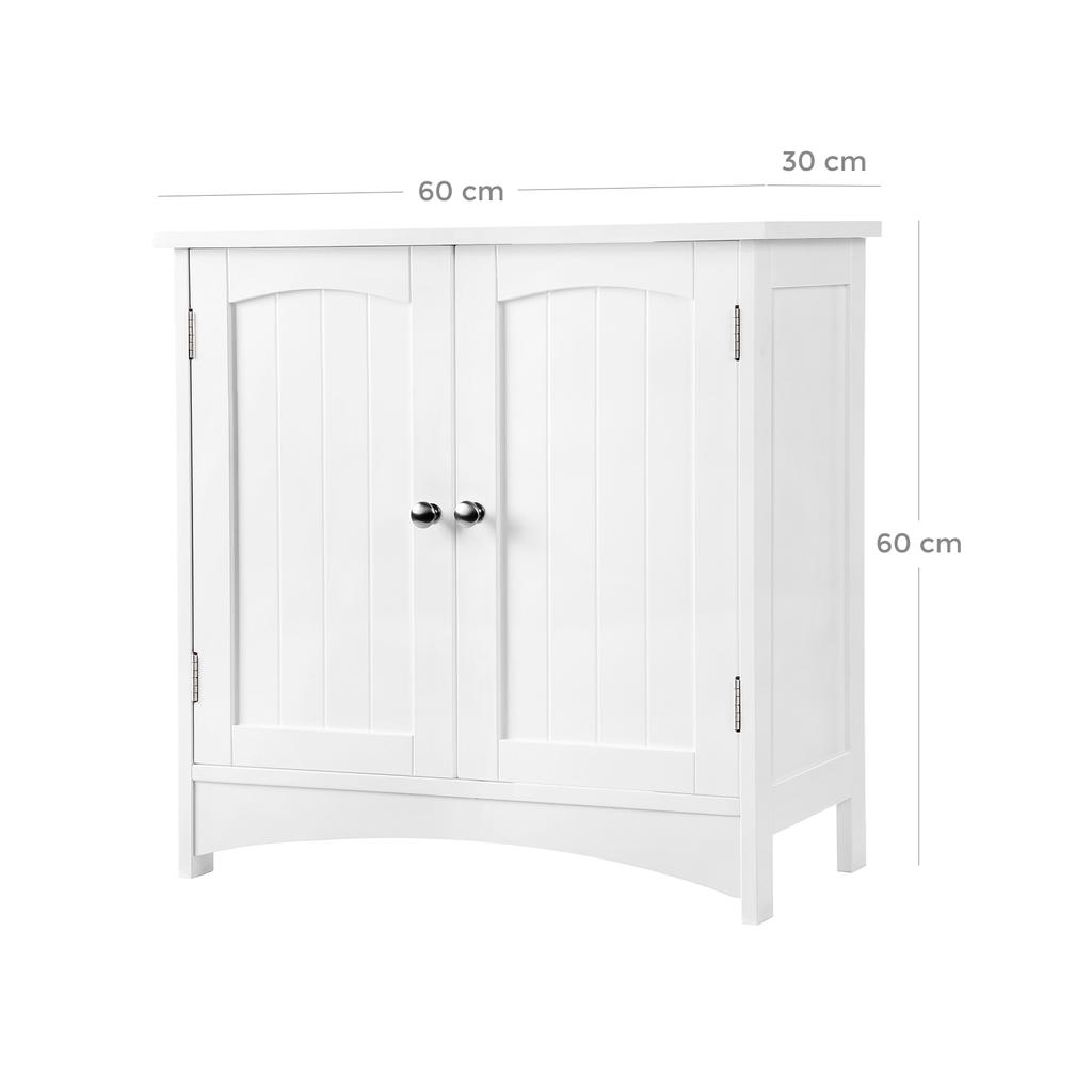 VASAGLE Under Sink Storage Cabinet Bathroom Floor Cabinet with 2 Door Adjustable Shelf 60 x 30 x 60 cm White