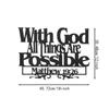 Exquisite Metal Inspirational Decor. 'With God All Things Are Possible' Verse. Christian Wall Sign. Beautify Home, Church.
