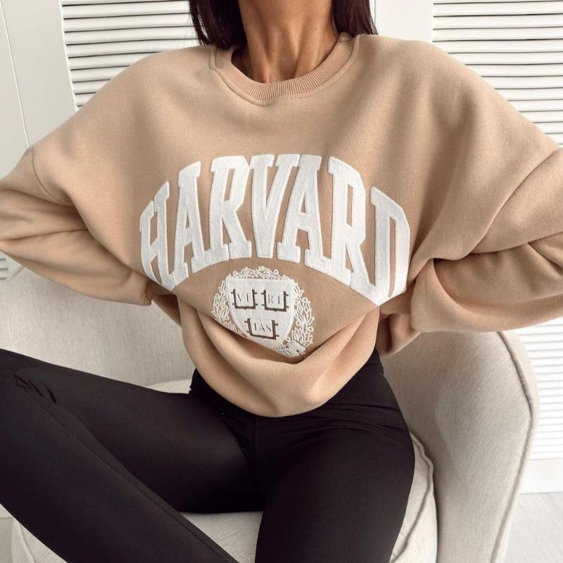 Европейская и американская женская толстовка с круглым вырезом, свободного кроя, в стиле кэжуал, с принтом, с длинным рукавом XL