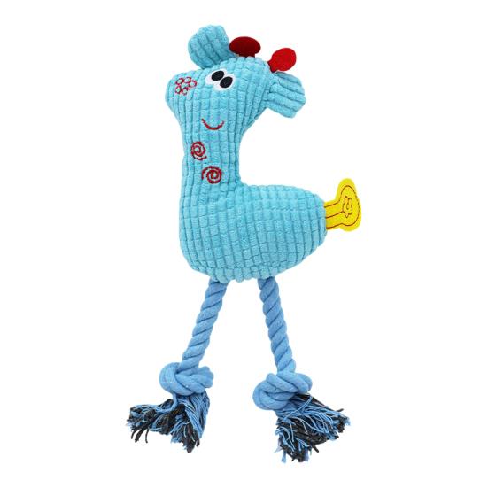 Plush Deer Dog Toy Squeaky Stuffed Animal Dog Chew Toy Interactive Rope Knot Tug-of-War Toy for Dogs Teeth Cleaning Boredom Relief