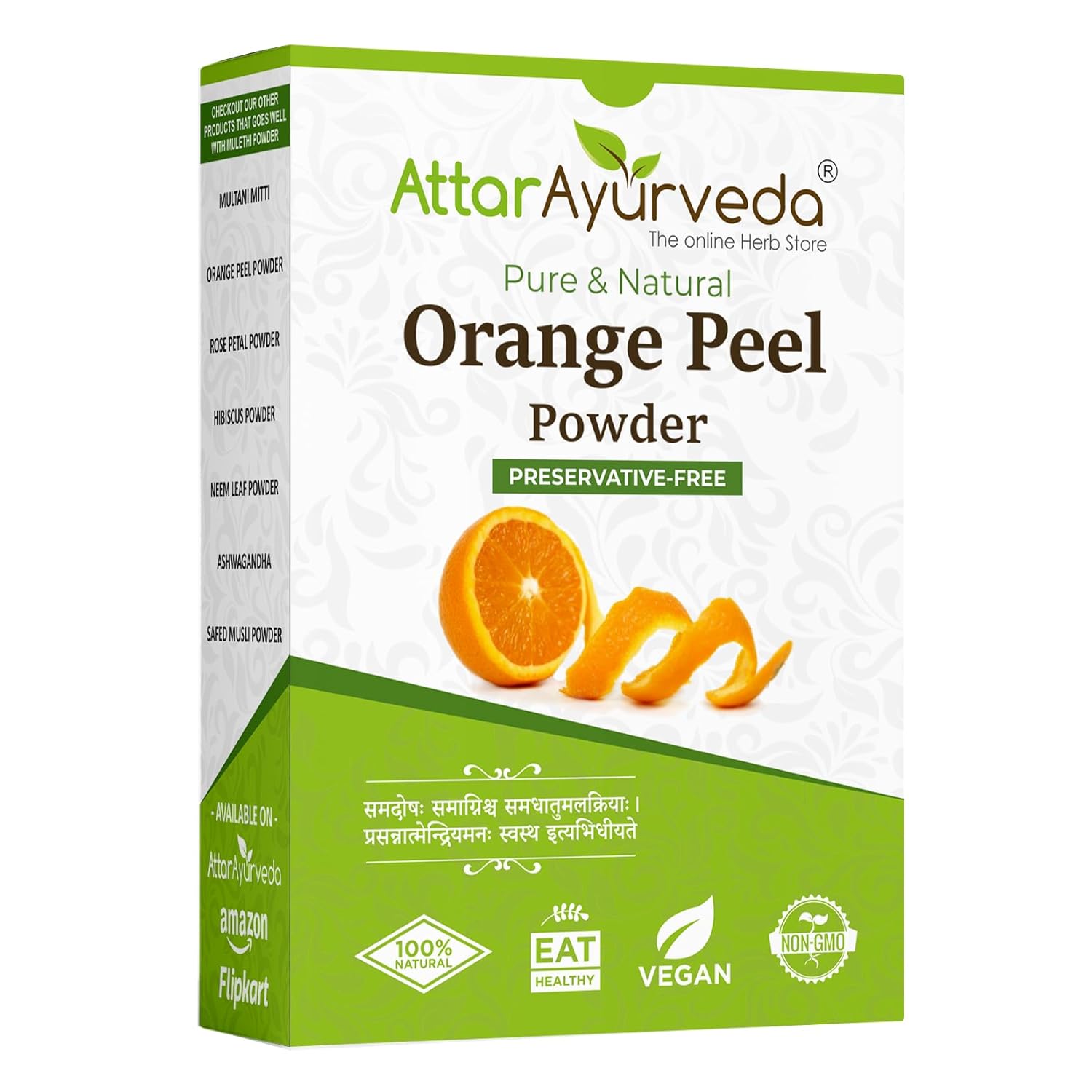 Attar Ayurveda Orange Peel Powder For Natural Face Brightening Skin Care Face Pack Herbal Glow Treatment 200g Pure Citrus Peel Powder