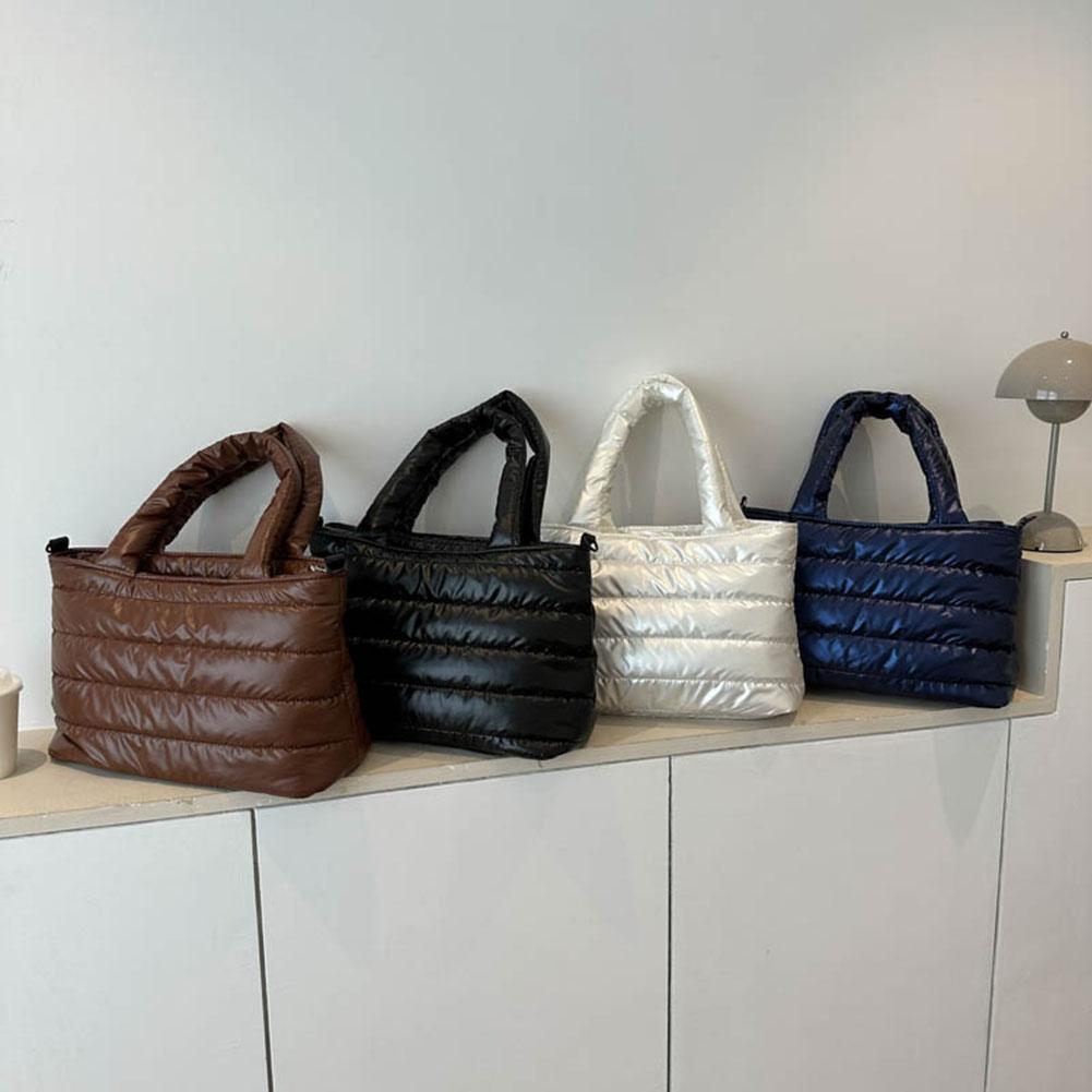 Women Quilted Shoulder Bag Lightweight Puffy Handbag Large Capacity Padded Shoulder Bag Versatile Casual Travel Shopping Bag