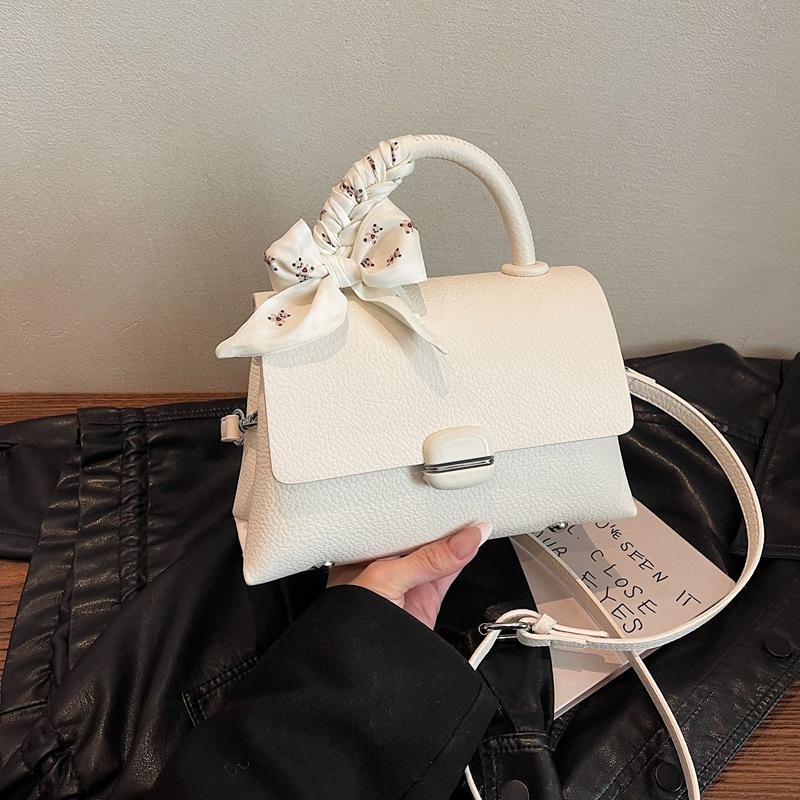 New Fashion Simple Silk Scarf Contrasting Color Portable Shoulder Crossbody Trendy Women's Bag