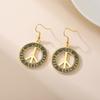 My Shape Peace Sign Drop Earrings Stainless Steel Peace Love Dangle Earrings Vintage Gold Plated Jewelry for Women Gifts