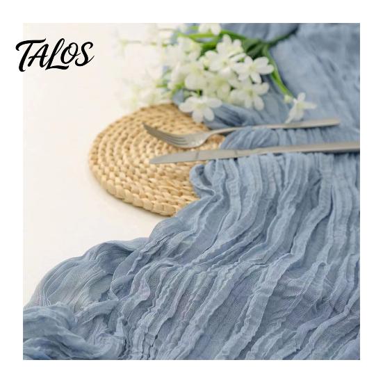Eleganter Tischläufer für Geburtstage Mullläufer, Rustikal Boho 35 x 118 Zoll Besondere Anlässe Einfarbige Knitteroptik Hochzeitsparty Braut