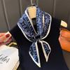 Women Luxury Design Silk Scarf Satin Hair Hairband Tie Neck Scarf Narrow Slanted Ribbon Neckerchief For Wedding Occupation