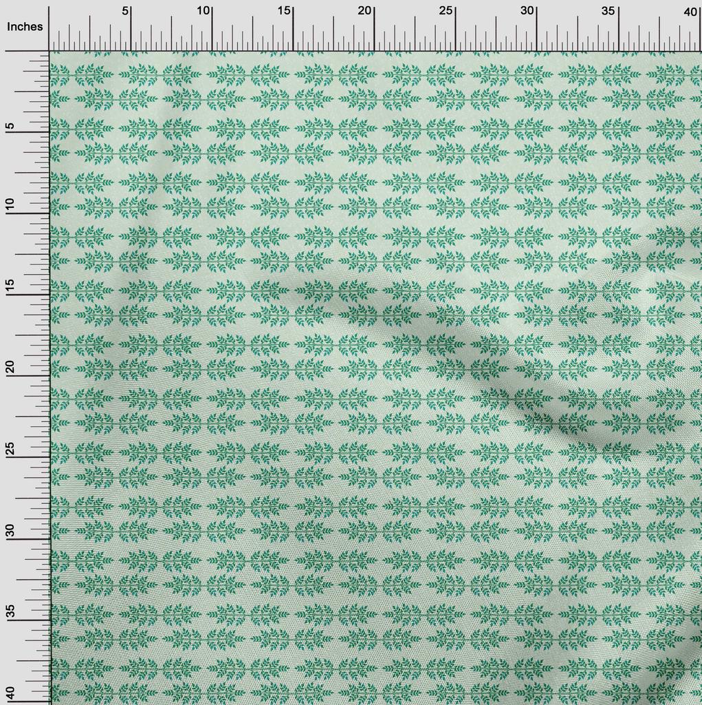 oneOone Cotton Poplin Green Fabric Asian Block Print Diy Clothing Quilting Fabric Print Fabric By Yard 42 Inch