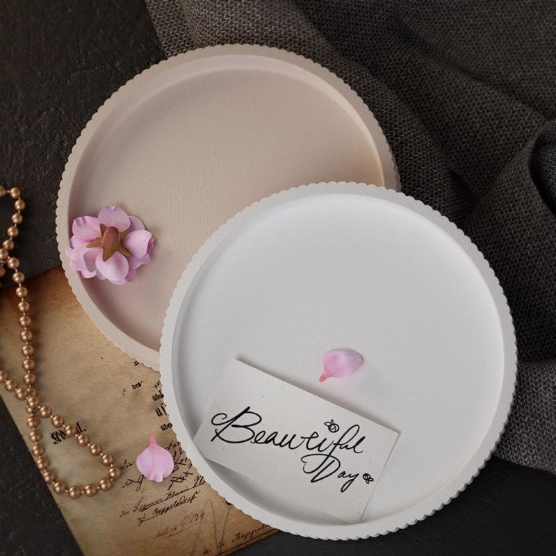 Heat Resistant Epoxy Mold Silicone Tray Molds Striped Round Tray Shape Silicone DIY Dish Mold Suitable for Cement Tray
