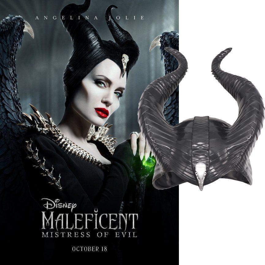 Urocza Maska Cosplay Czarownicy Maleficent 2 Władczyni Zła z Uderzającymi Czarnymi Rogami
