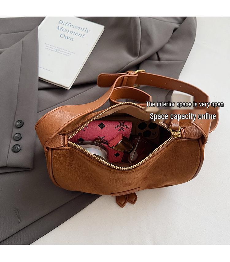 2025 Herbst/Winter Damen Retro Wildleder Umhängetasche - Vielseitige, modische Schultertasche für Freizeit und Pendlergebrauch