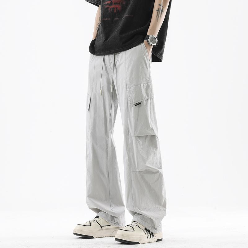 American trendy brand outdoor tooling paratrooper pants thin men's summer new loose casual straight ice silk trousers